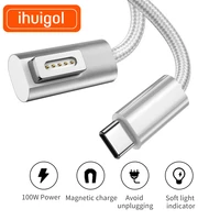 ihuigol 100w magnetic usb pd charger adapter for apple magsafe 2 1 for macbook type c converter power adapter connector cable
