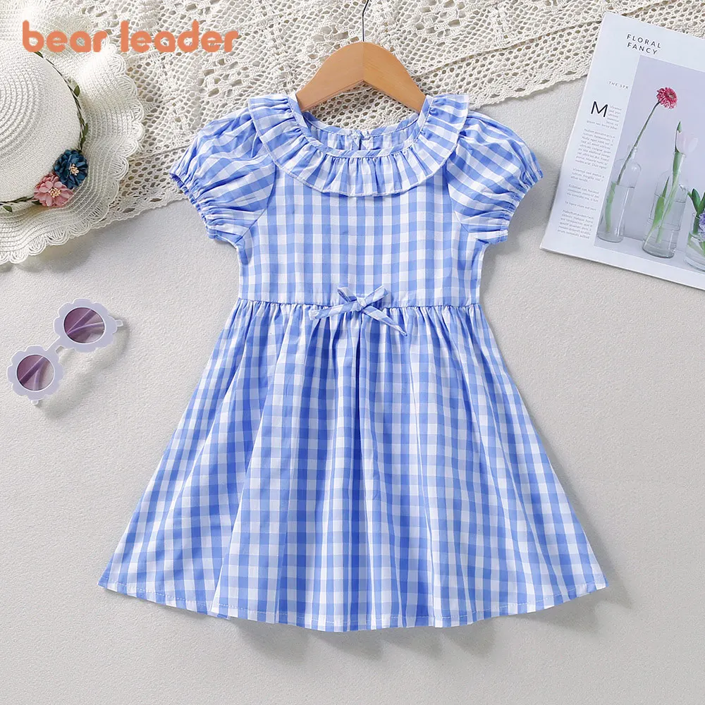 

Bear Learder New Summer Girls' Dress Plaid Casual Sleeveless Party Princess Dress Cute Children's Baby Kids Girls Clothing