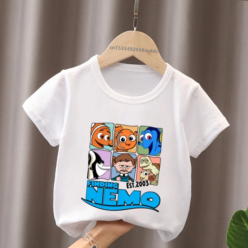 Лидер продаж забавные детские футболки с принтом Nemo Dory одежда для девочек