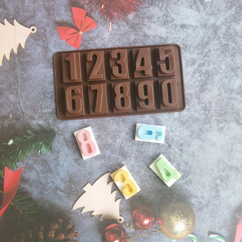 

Silicone Numbers Chocolate Mold Cookies Cold 3D Digital Shape Fondant Cake Baking Jelly Candy Pastry DIY Decorating Tools
