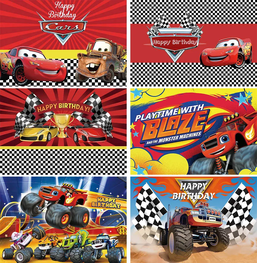 

Race Car Theme Photo Curtain Birthday Background Red Car Backdrop Grid Banner Child Baby Photography Photozone Photophone