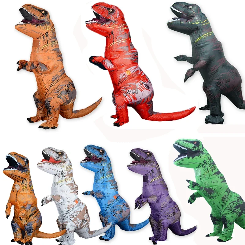 T Rex Велоцираптор надувной костюм талисман Косплей тиран саурио динозавр