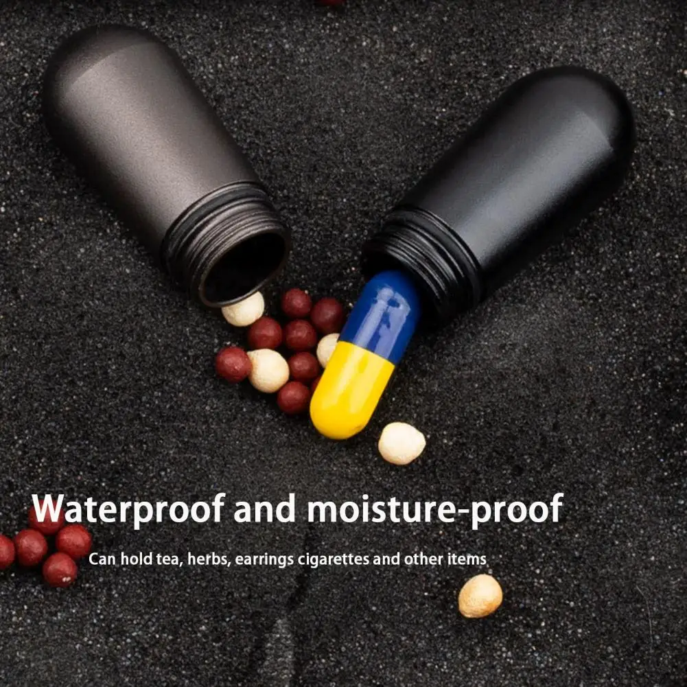 

Pill Container Metal Mini Sealed Jar Good Sealing Durable Camping Protective Rescue Equipment Pill Can Outdoor Supply