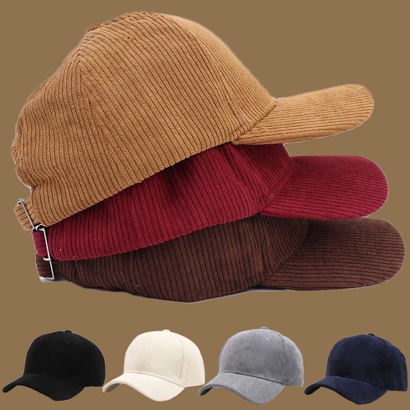 

Winter Corduroy Baseball Cap For Men Women Outdoor Sports Snapback Hat Cotton Brim Solid Unisex Peaked Caps Kpop Sun Hats Gorras