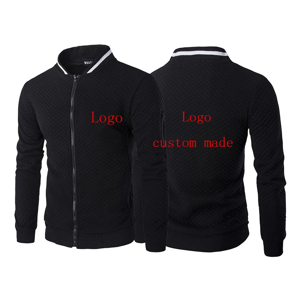 

2023 Logo Customization Brand Jacket Men Long Sleeve Zipper Crewneck Hoodless College Harajuku Style Outwear Coat Tops Clothing