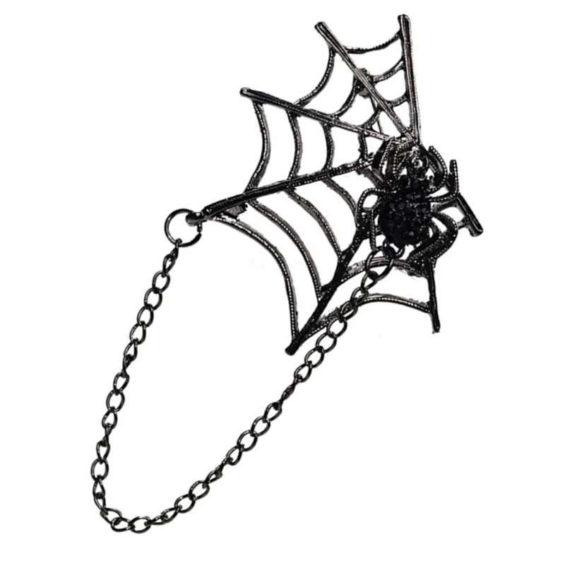 Брошь с сеткой в ​​виде пауков на лацкане цепочкой булавка для лацкана Хэллоуин