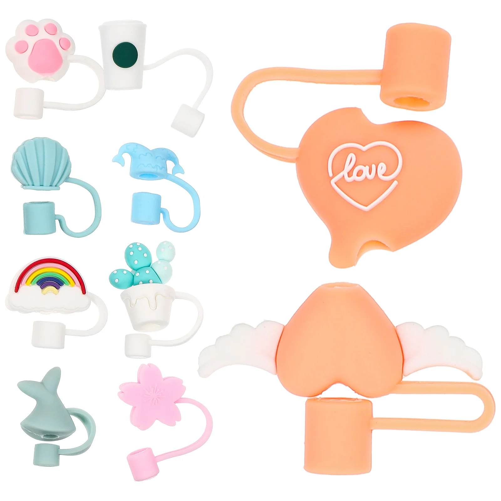 

10 шт., силиконовые колпачки для трубочек