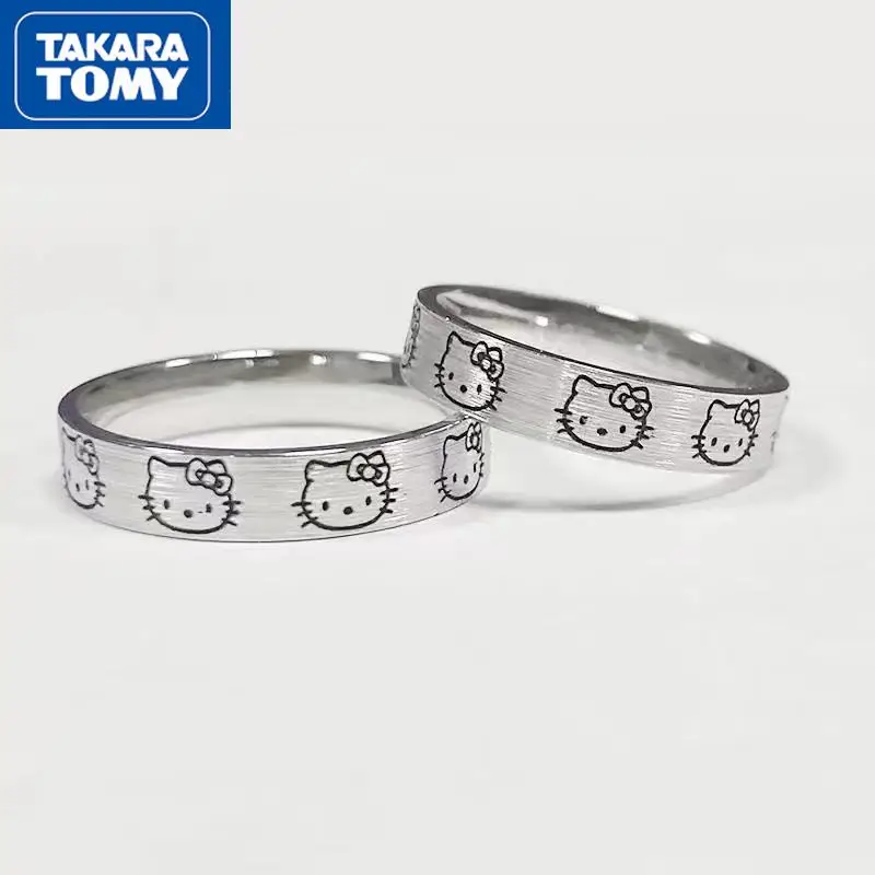 

TAKARA TOMY S925 Sterling Silver Hello Kitty Couple Ring Girl Sweet Ring Send Lover Girlfriend Gift