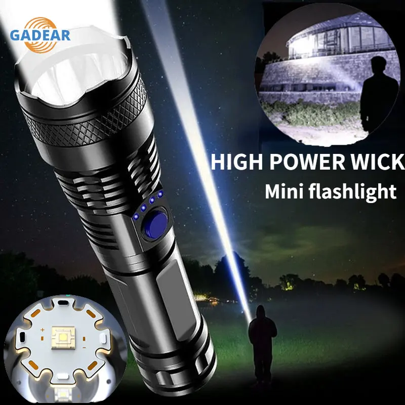 

Mini Led Flashlight Built In Battery Torch Lamp Lantern Work Light USB Rechargeable Outage Emergency Portable Lighting Light