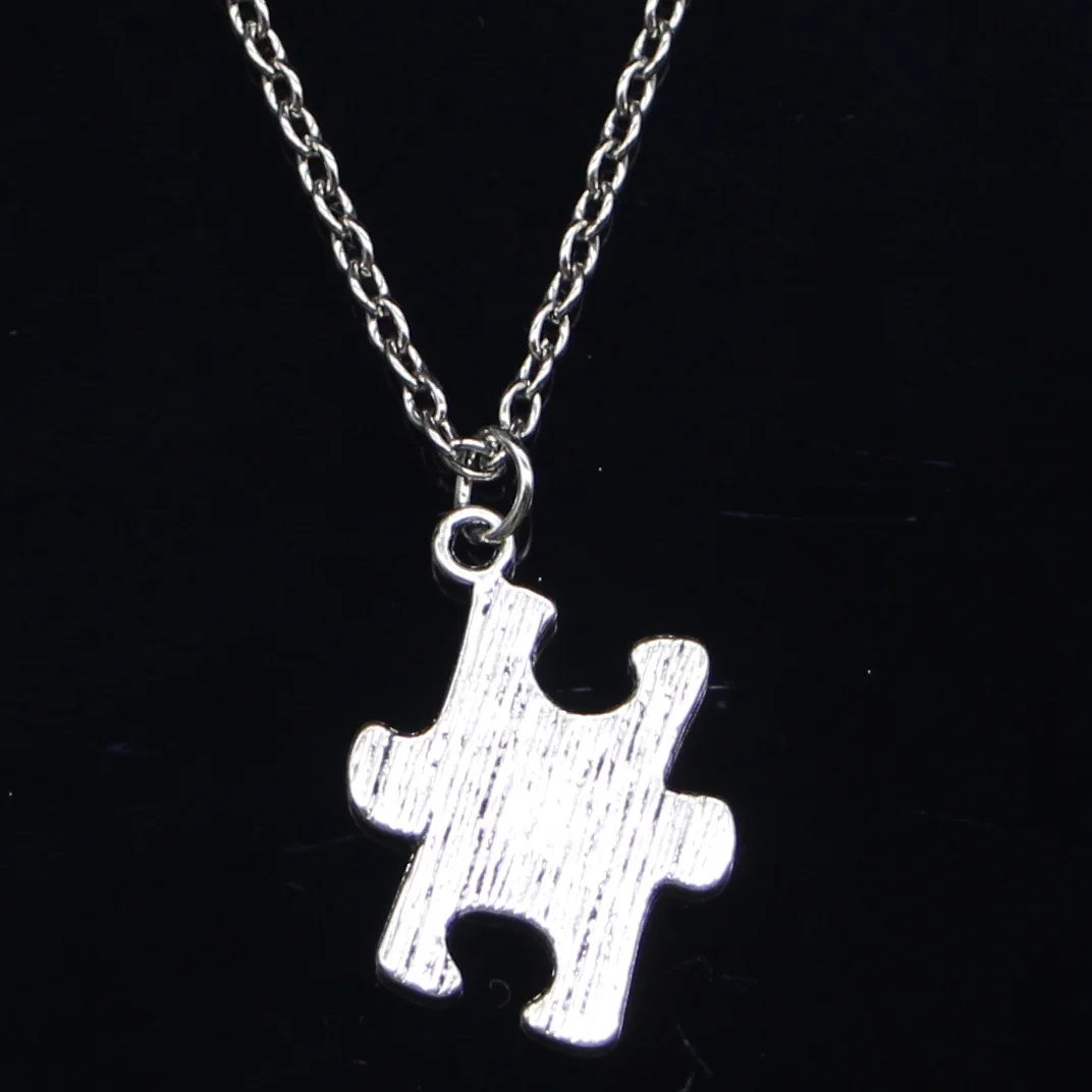 

20pcs New Fashion Necklace 21x18mm Jigsaw Puzzle Pendants Short Long Women Men Colar Gift Jewelry Choker
