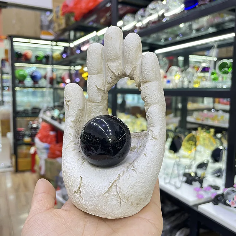 

Нефритовый шероховатый камень, круглый держатель для шариков, поделки из смолы, одиночная ручка, ручной держатель для шариков Будды с отверстием для Будды