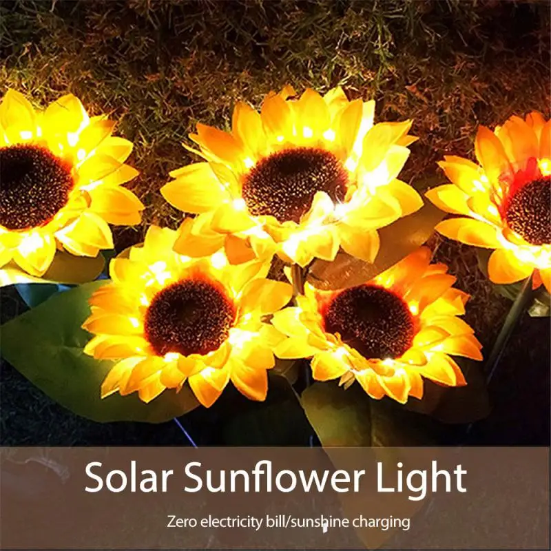 

LED Solar Sunflower Outdoor Lawn Light IP65 Waterproof Pathway Yard Wedding Holiday Garden Decor Lantern Solar Flowers Lamp 2023