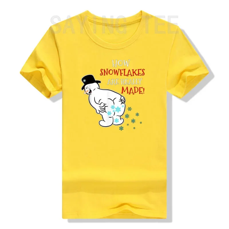 Смешная Рождественская футболка с изображением снеговика как снежинки на самом