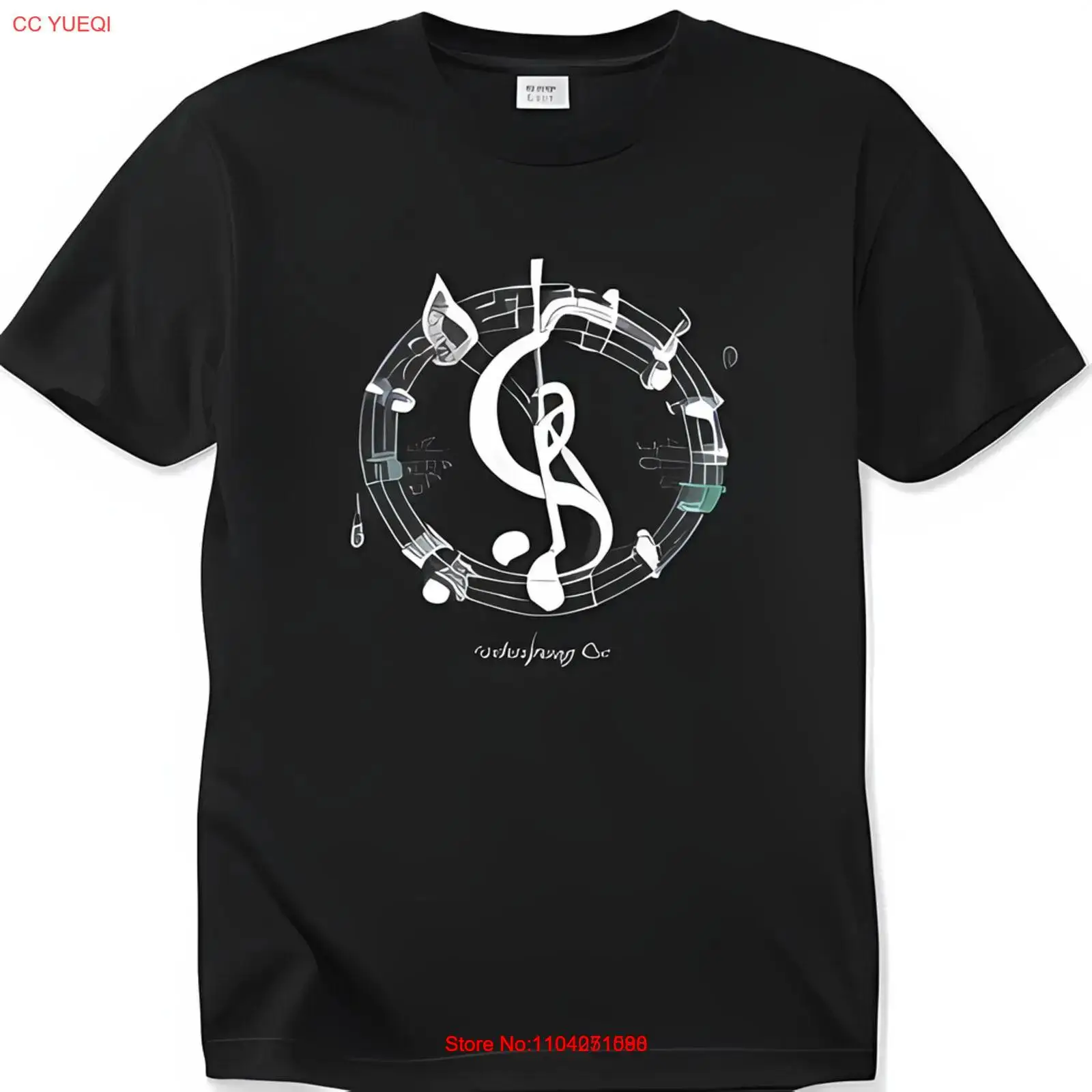 Черная футболка с логотипом Ushfinevery Music Note в векторном стиле иллюстрацией