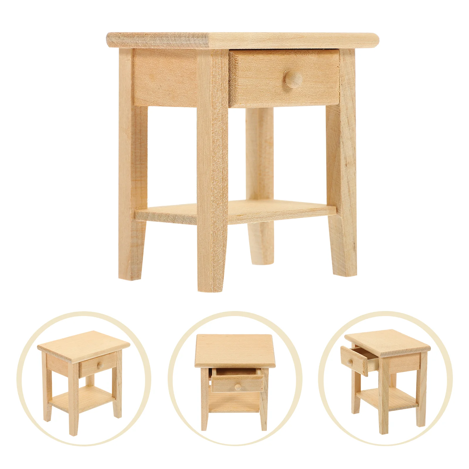 

House Decoration Small Wooden Table Mini Furniture Miniature Model Gifts Unique