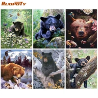 ruopoty 60x75cm black bear painting by numbers kits for adults diy framed picture on canvas handmade artcraft home wall