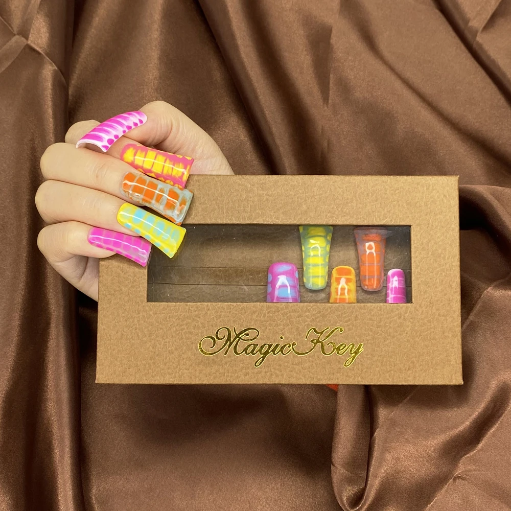 10 шт. гелевые накладные ногти в форме утки ручная работа Y2K французский