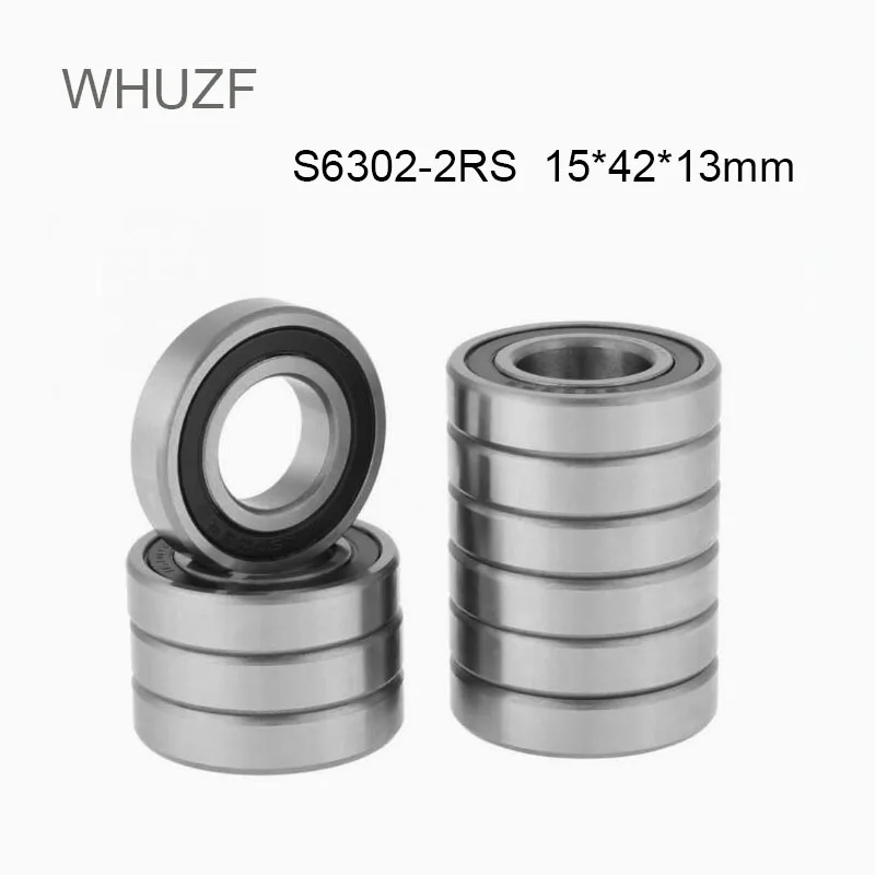 WHUZF 5/10 шт. S6302RS подшипник 15*42*13 мм Φ 440C нержавеющая сталь S 6302RS шарикоподшипники 6302
