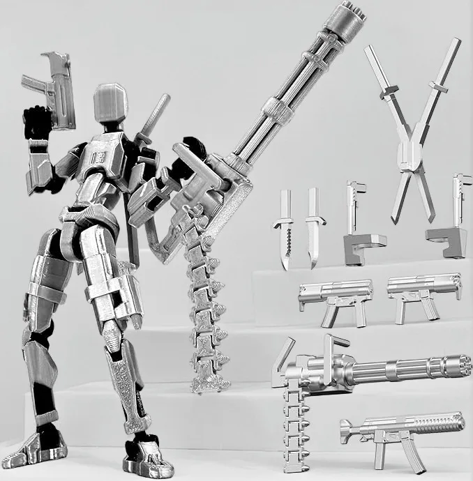 Фото Горячая новинка: Робот-трансформер Hot Titan 13 с 3D-печатью, многосуставной, с пулеметом Гатлинга, настольное украшение, игрушка-подарок для коллекционеров, детей и взрослых №3