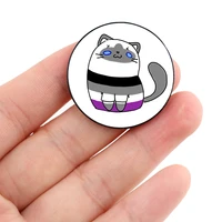 pride cat asexual pin custom cute brooches shirt lapel teacher tote bag backpacks badge cartoon gift brooches pins for women
