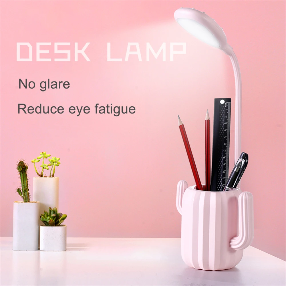 

Led Desk Lamps Rechargeable Office Reading Light Lamp Cactus Pen Holder Table Lamp Led Table Night Lights Portable Desk Lamp