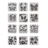 12pcs plastic drawing templates 12x12 inches painting template stencil for scrabooking card making diy wall floor decoration