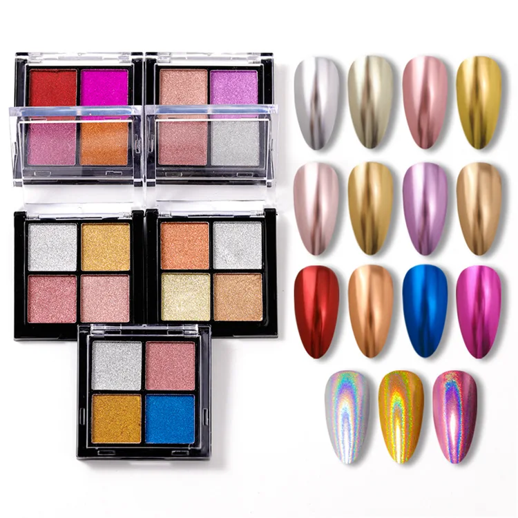 

4 цвета металлик для ногтей Хром Твердый волшебный зеркальный порошок розовое золото уплотнительный воск штамп блеск для ногтей гель для но...