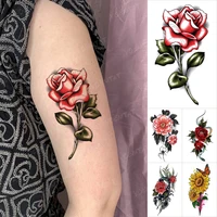 3d rose transfer waterproof temporary tattoo stickers peony sunflower snake butterfly scorpion tattoos body art men women tatto