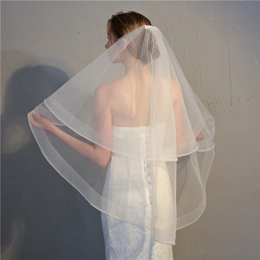 

New Arrival White Ivory Short Wedding veils for Bride Velo de novia Bridal veil Wedding accessories Voile de mariée