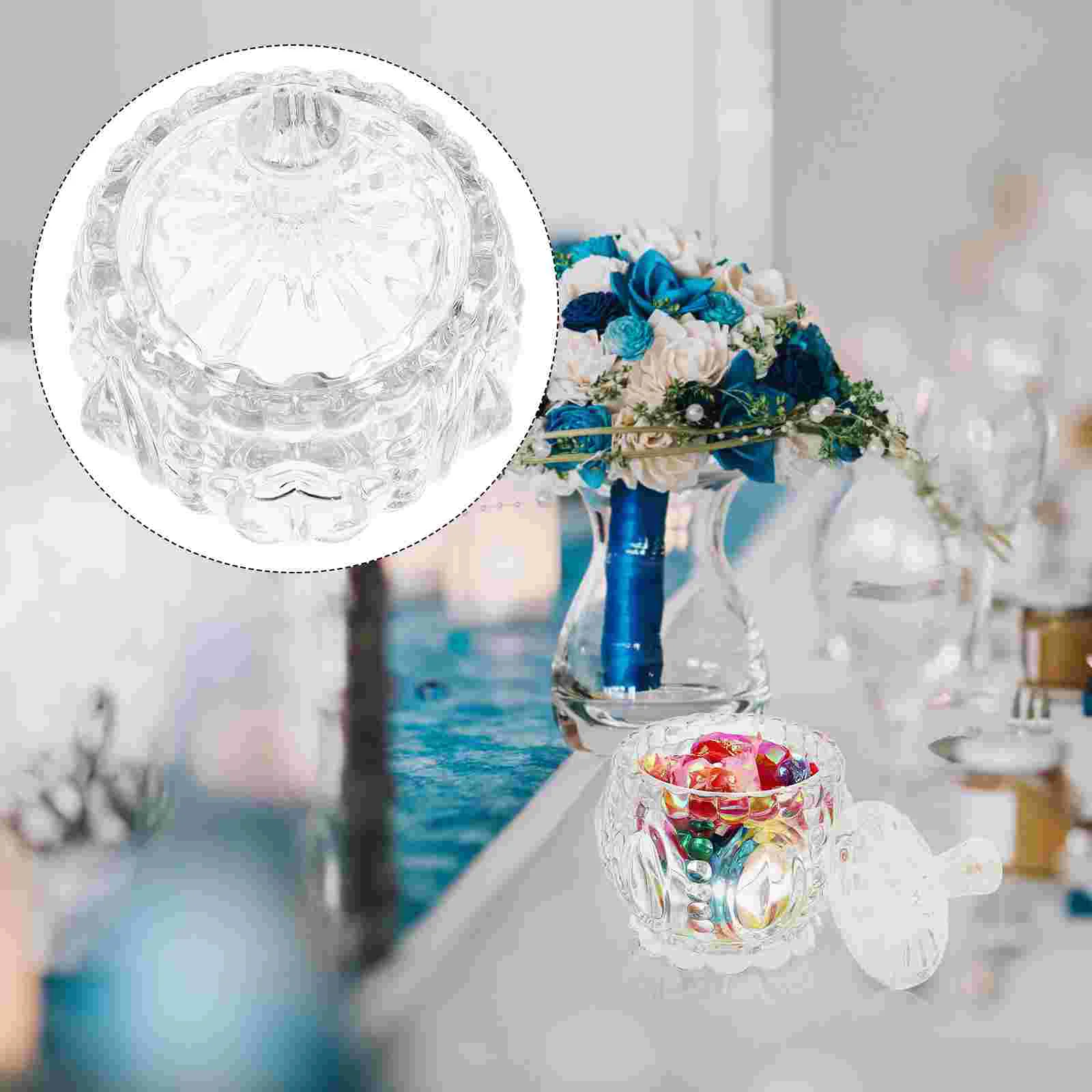 

Candy Jar Transparent Covered Snack Bowl Elegant Storage Dish Vintage Candy Jar with Lid for Home Kitchen