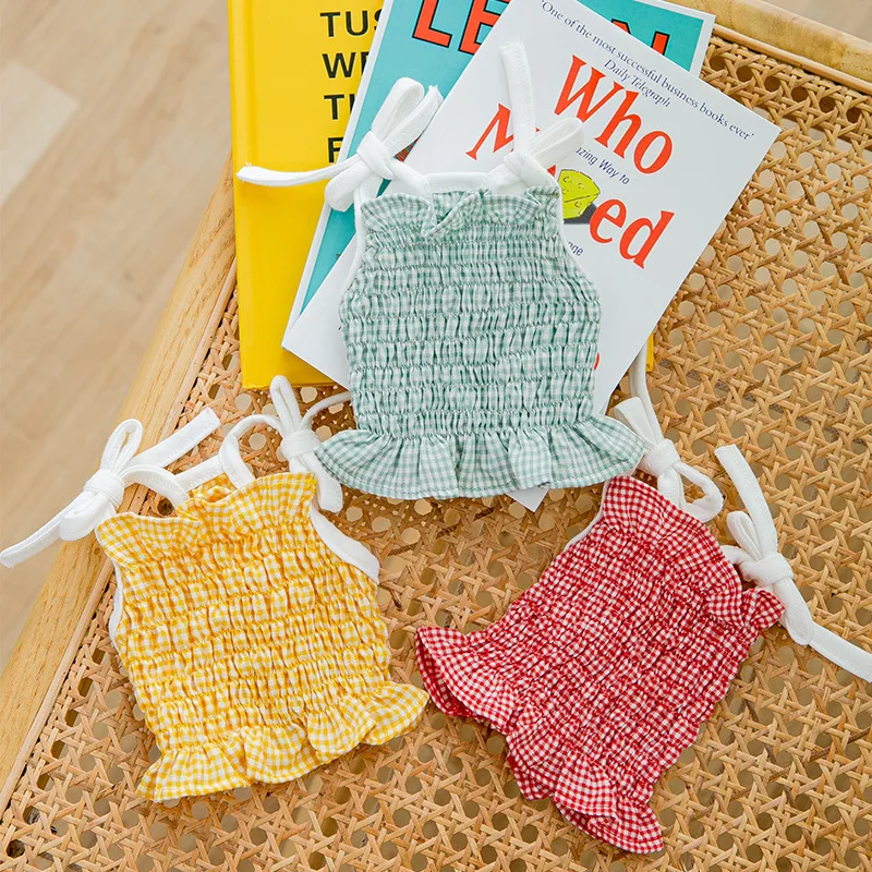 

New Summer Dog Vest Cat Color Plaid Suspender Skirt Small and Medium-sized Dogs and Cats Waist Color Plaid Puppy Clothes