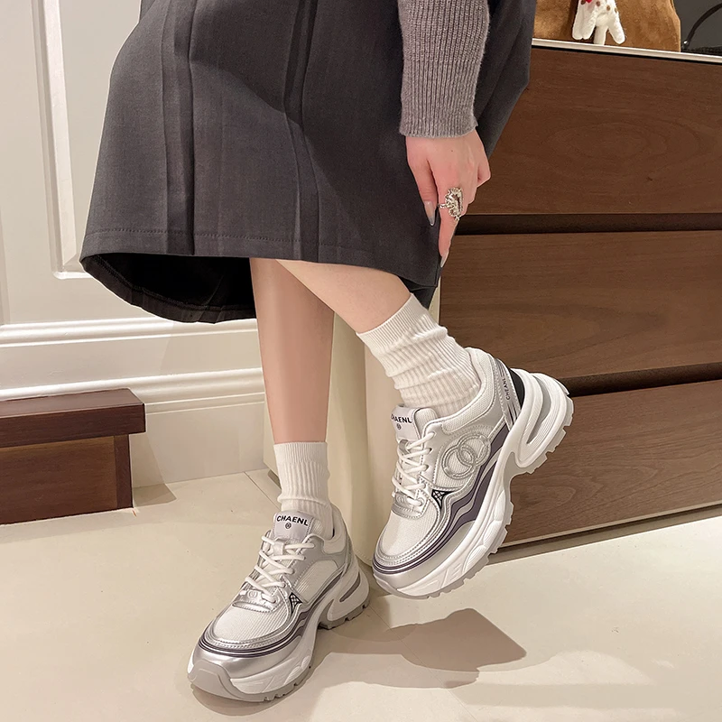 Женские Кроссовки С Дышащей Сеткой Толстая Вулканизированная Подошва