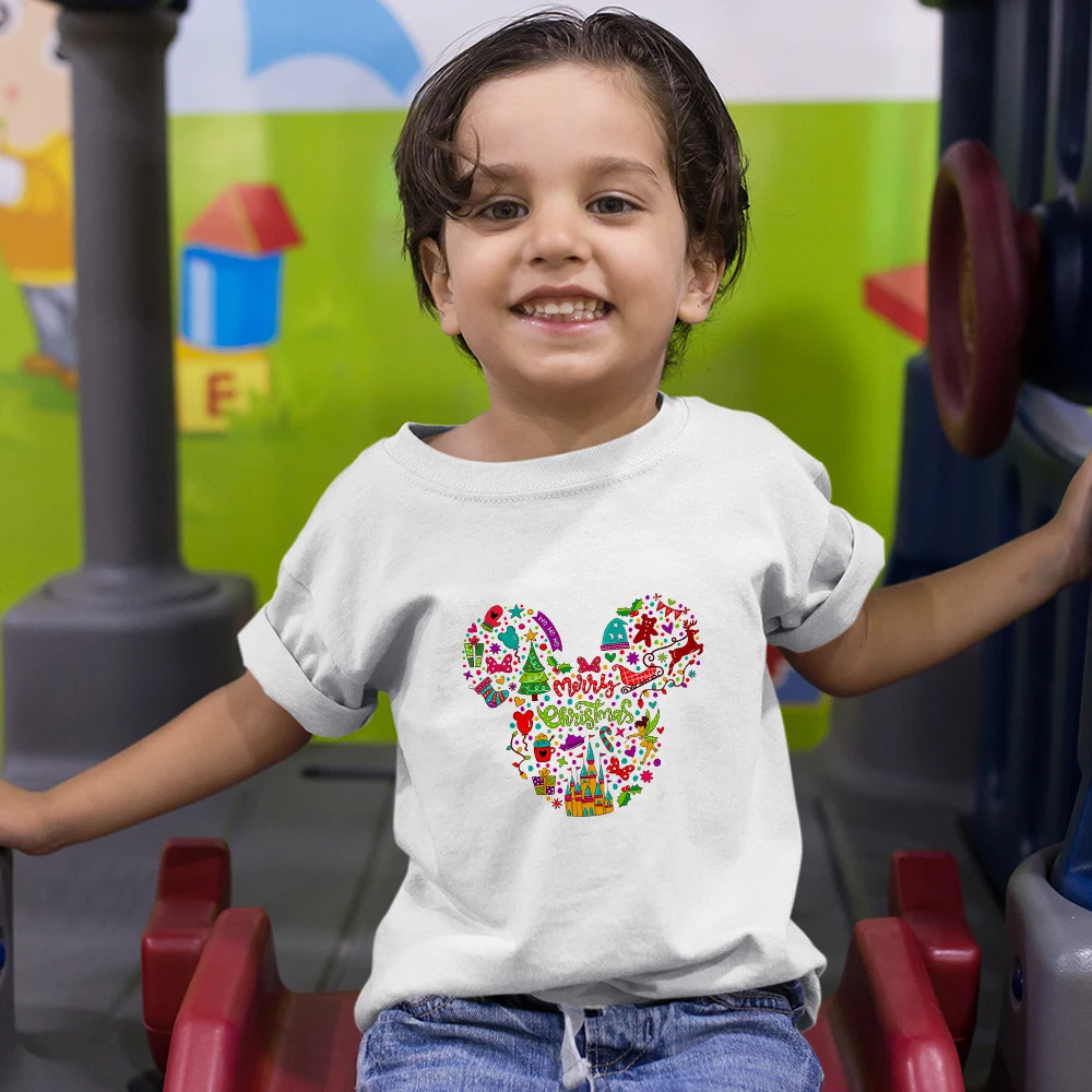 

Disney Hot Selling Christmas Popular Kids T-Shirt Outdoor Mickey Head Brother Sister Costume High Quality Comfy Cheap Child Tee