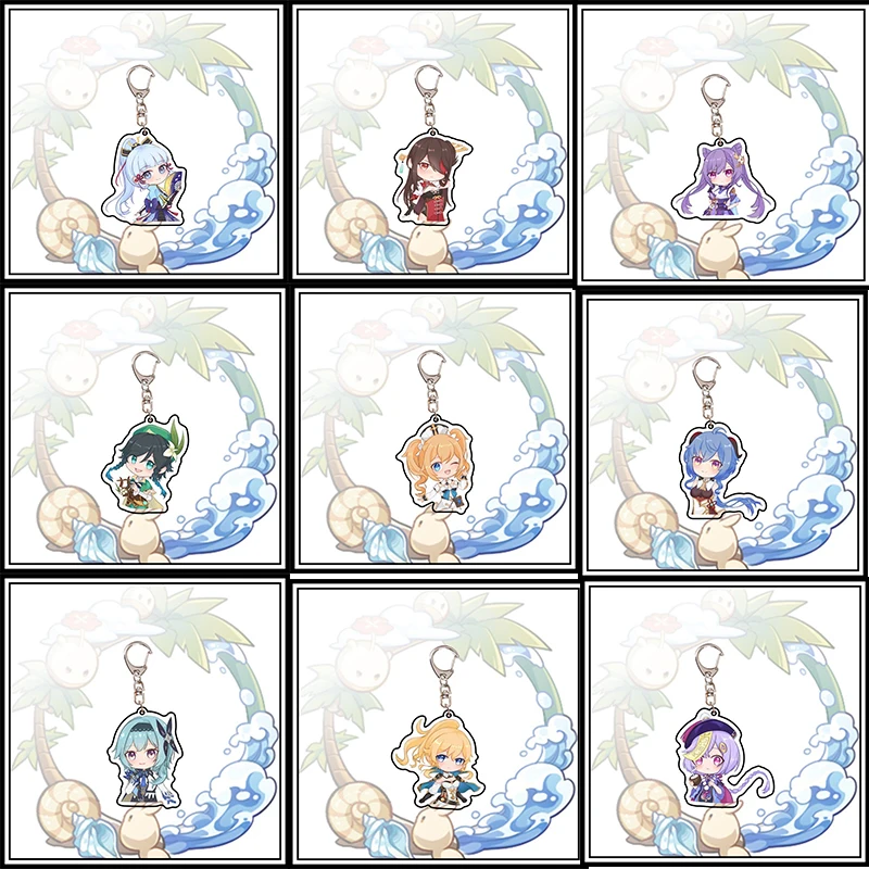 Ударопрочный акриловый брелок Ganyu Zhongli Venti Jean двухсторонний многослойный кулон Klee