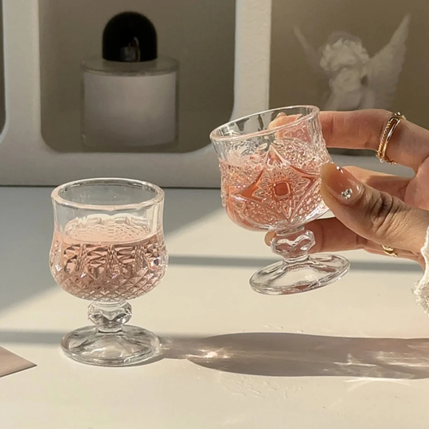 6 шт./компл. стеклянный прозрачный мини-набор чашек для вина с гравировкой