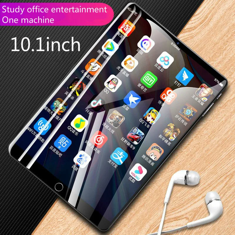 10.1 Inch Tablet Pc 4GB+64GB Dual SIM Support 4G Network 2.4G WiFi Android 9.0.0 GPS Android Tablet for Child and Online Class