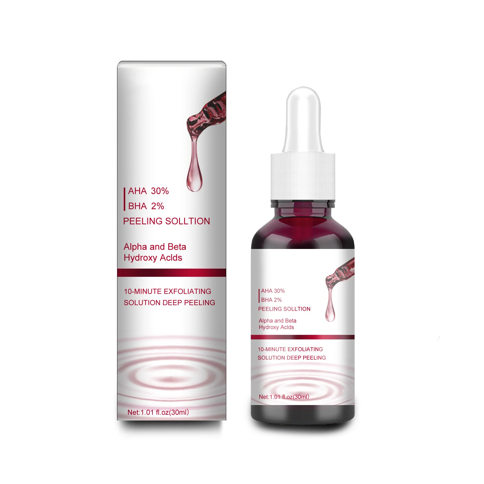 

AHA 30% + BHA 2% Fruit Acid Salicylic Acid Acne Removing Serum Repair Hyaluronic Acid Face Skin Care 30ml Face Peeling Solution