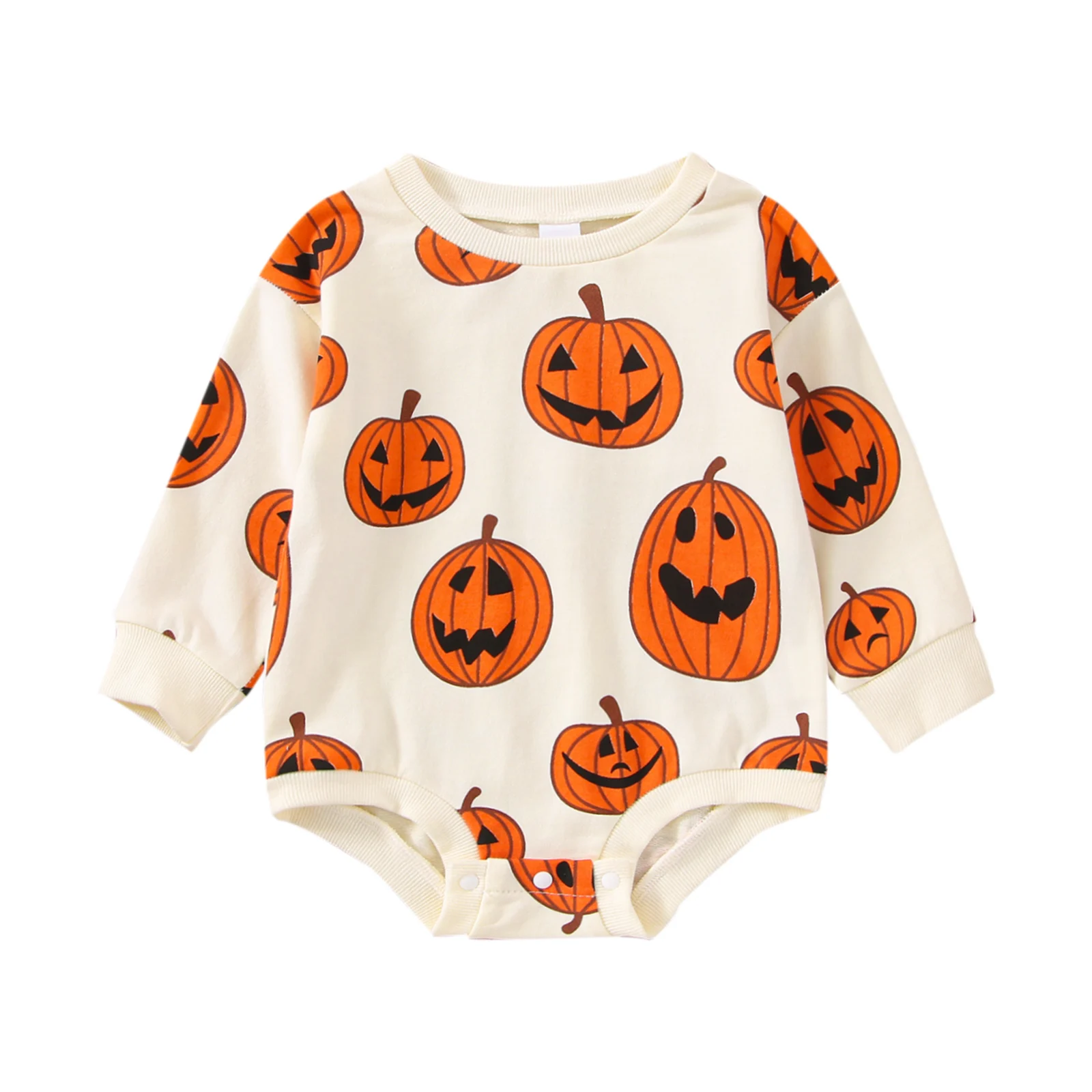 

0-24M Baby Girl Boy Halloween Days Lovely Romper Pumpkin Printing Long Sleeve Sweatshirt Jumpsuits