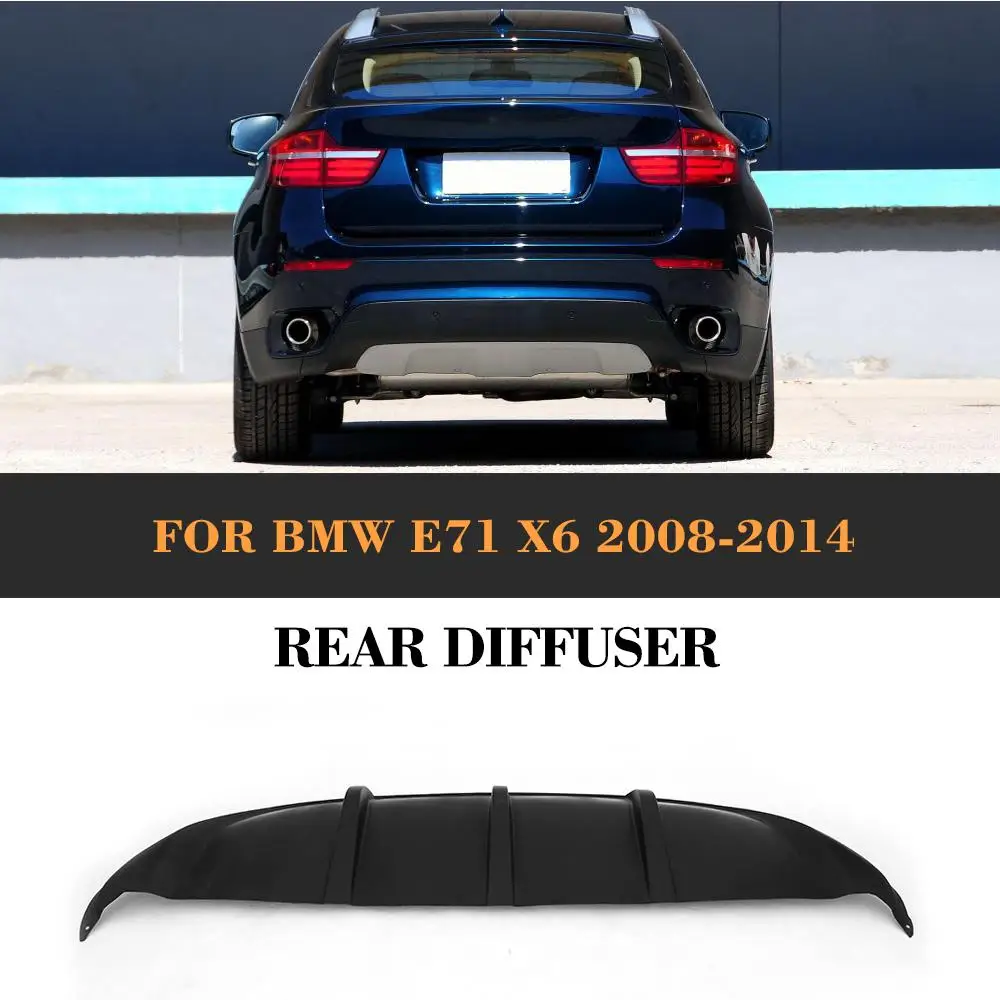 

X6 Rear Bumper Diffuser Lip Spoiler For BMW X6 E71 E72 2008 - 2014 xDrive 35i 50i Black FRP Bumper Diffuser Lip Spoiler