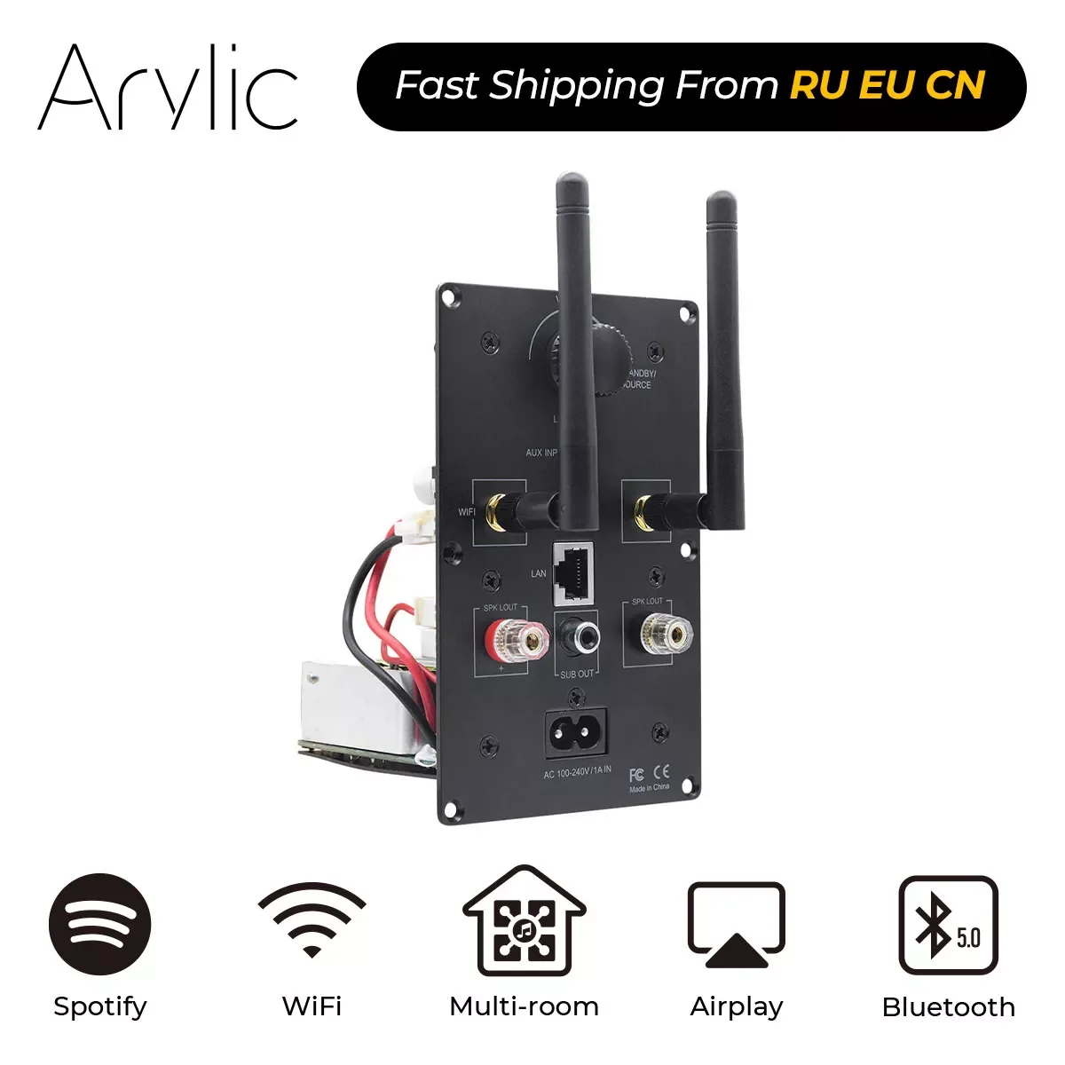 Плата усилителя Up2stream Wi-Fi и Bluetooth 5 0 класс D цифровая мультикомнатная аудио 40*2 Вт