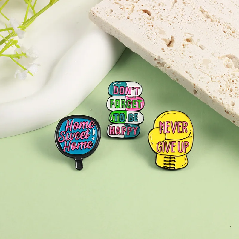 

Cartoon trap mirror logo creative jewelry brooch casual games encouragement words decoration
