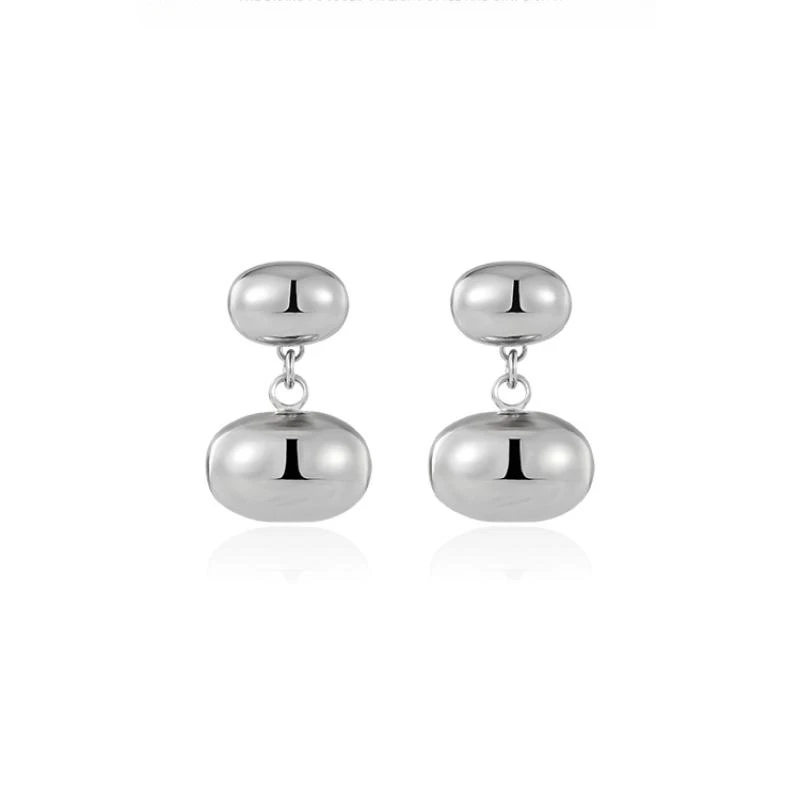 

Bean Shape Stud Earrings for Women Trendy Geometric Reduction Ladies Ear Jewelry Two Ways to Wear Personalized 2023 New Arrival