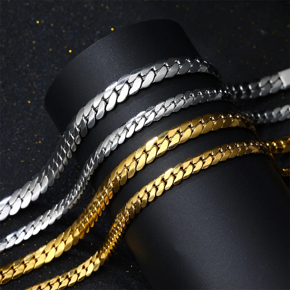 Хип-хоп 1 2 мм 8 дюймов браслет из нержавеющей стали с кубинскими звеньями