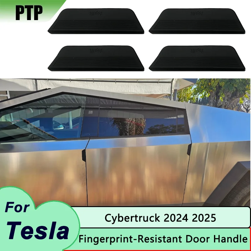 Фото Для 2025 2024 Tesla Cybertruck, устойчивая к отпечаткам пальцев дверная ручка, силиконовая крышка дверной ручки автомобиля, аксессуары для модификации (4 шт.) №1