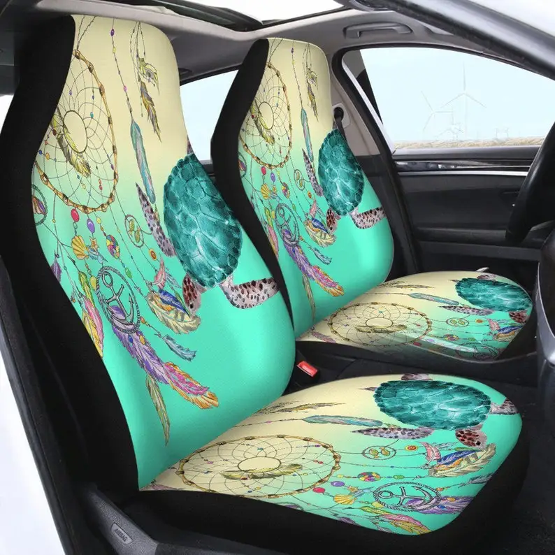 

Dreamcatcher Sea Turtle Car Seat Cover Bohemian Auto Interior Sealife Ocean Car Decor Coastal Style Universal Fit