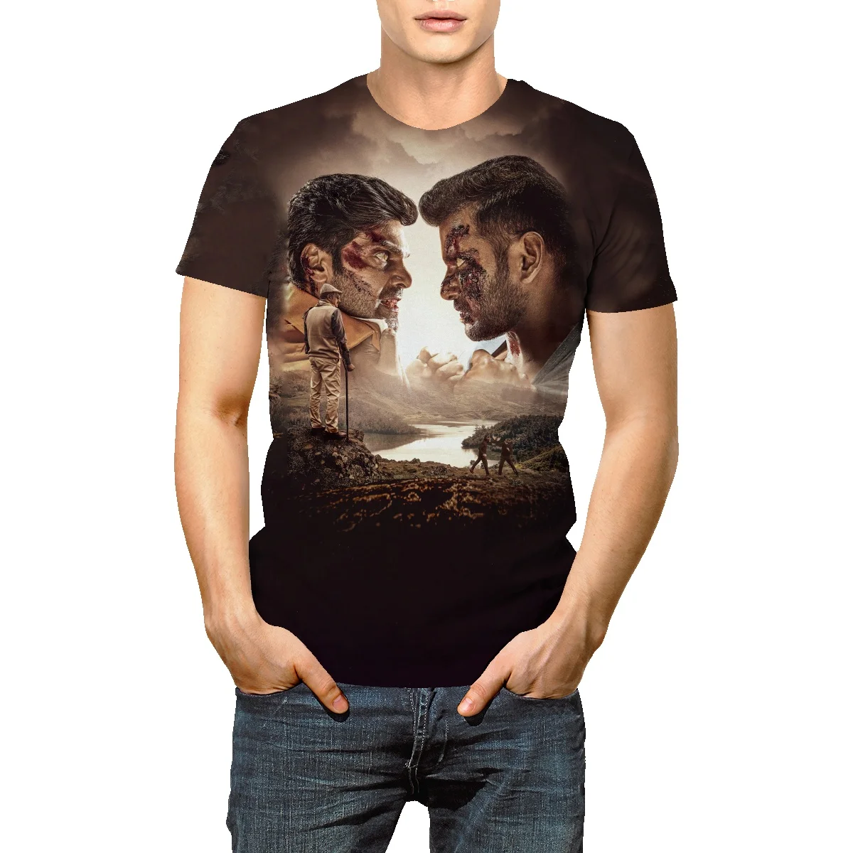 

Простая Повседневная модная брендовая мужская футболка с коротким рукавом с изображением героев фильма противника, мужская летняя Хлопковая мужская футболка с круглым вырезом и коротким рукавом