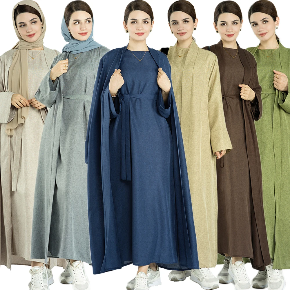 

Modest Abaya Open Cardigan Muslim Elegant Women Long Maxi Dress Turkey Eid Ramadan Kimono Islam Dubai Femme Jalabiya Caftan Gown
