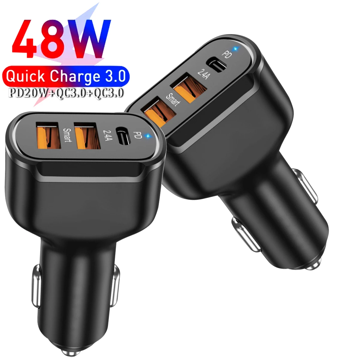 Автомобильное зарядное устройство QC 3 0 с USB-портами универсальное для телефона