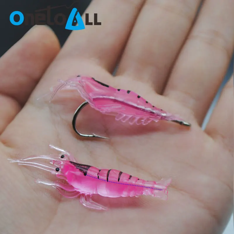 

OnetoAll 20pcs 45mm Simulation Shrimp Floating Fishing Baits Artificial Soft Plastic Lure Trout Carp Bass Silicone Swimbait Hook
