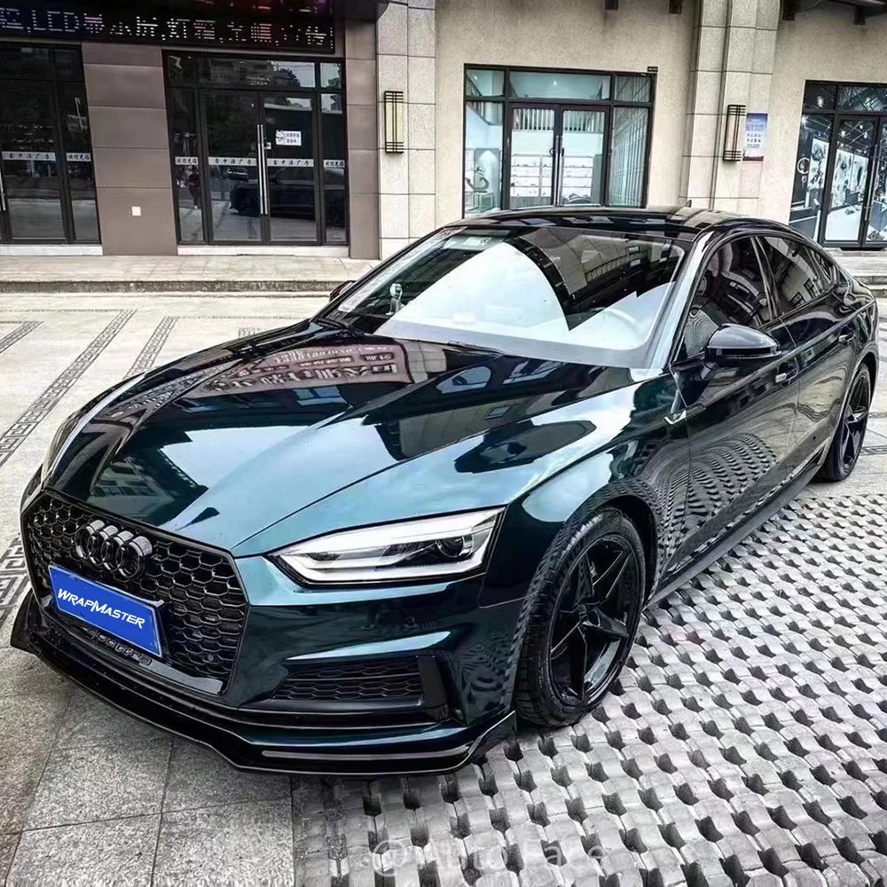 

Free Shipping 1.52x18m PET Backing Glossy Metallic Vinyl Custom Carbon Fiber Parts Custom Auto Wrap Midnight Green